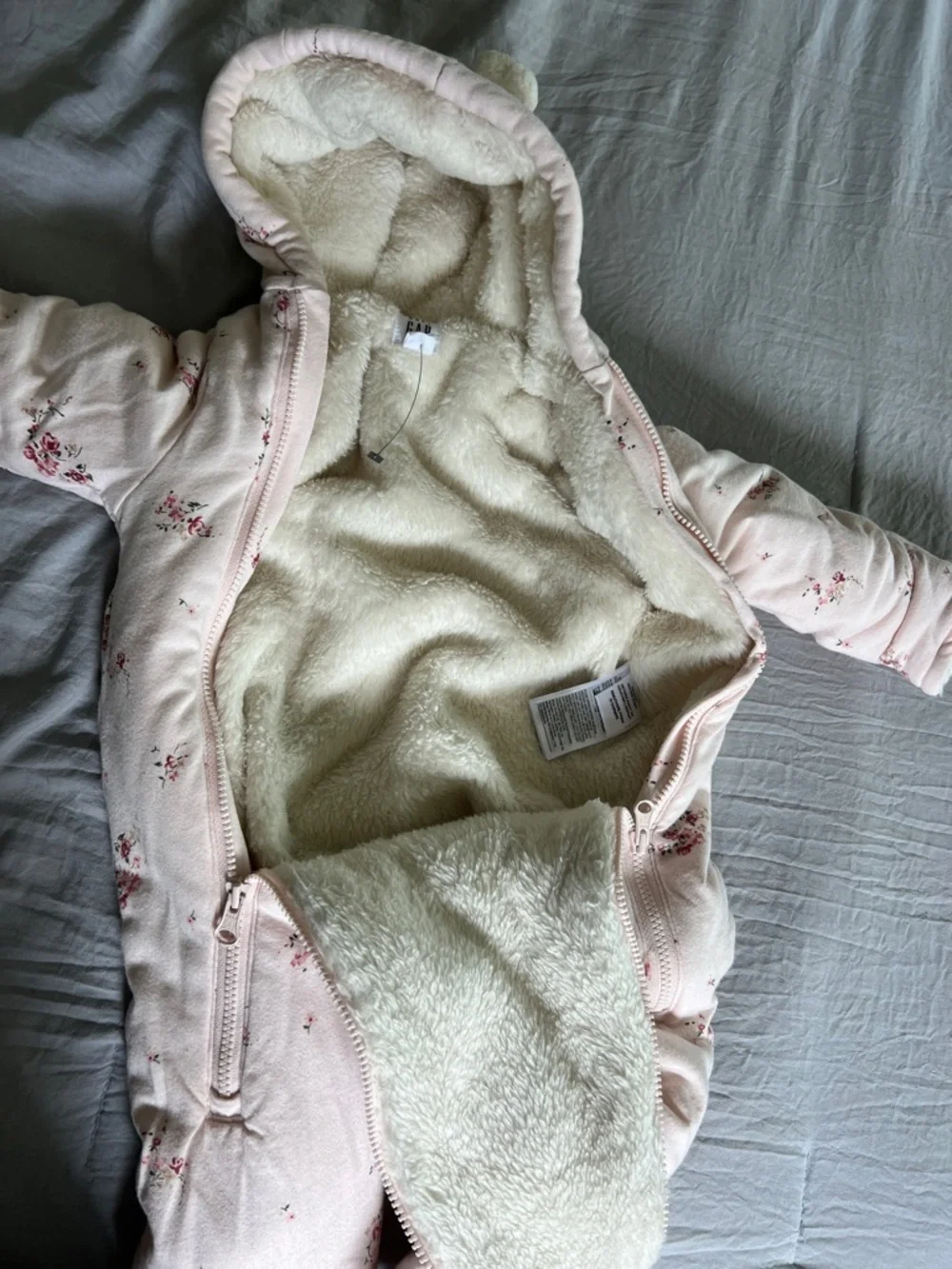 GAP Pink Floral Fleece-Lined One-Piece Footie